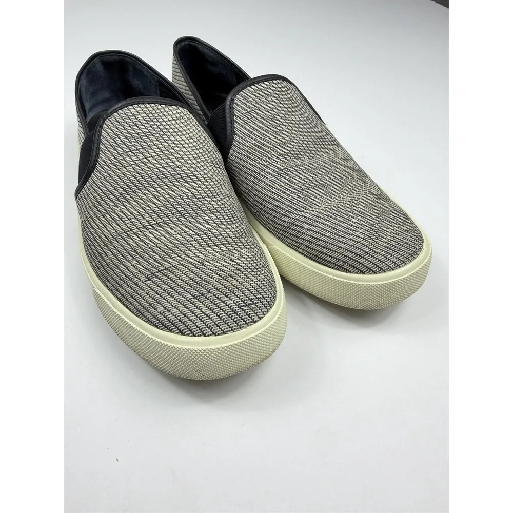 Vince Blair Slip On Sneakers Grey Black Woven Textured Shoes Womens 7.5